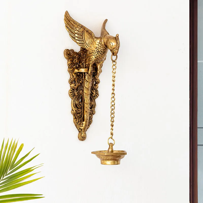 Aerolux Parrot Brass Hanging Diya - Gold media 1