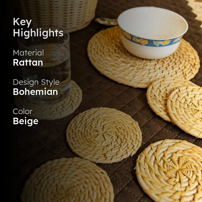 Vrita Rattan Coaster - Set Of Six media 2