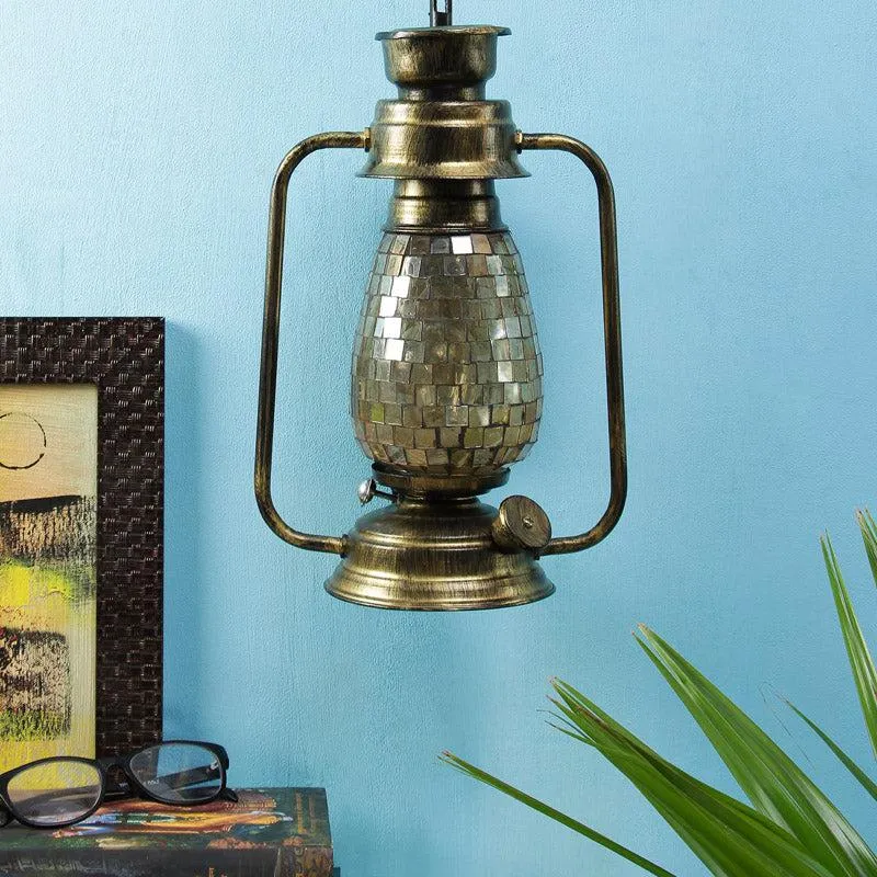 Avina Mosaic Lantern Iron Wall Lamp - Gold media 3