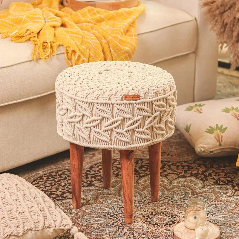 Maha Boho Handcrafted Macrame Stool media 1