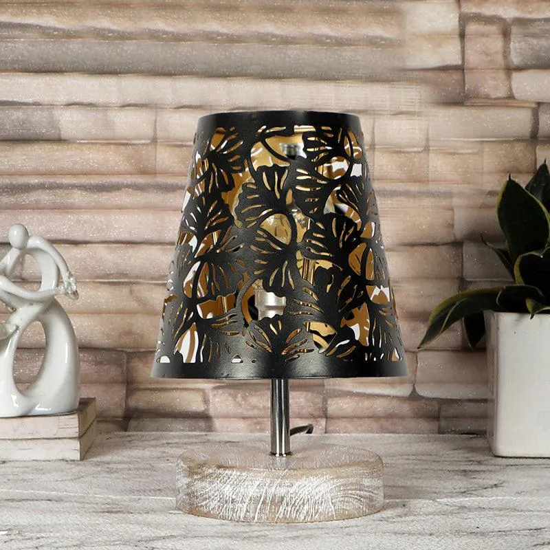 Rexa Flora Etched Metal Table Lamp - Black,Brown media 3