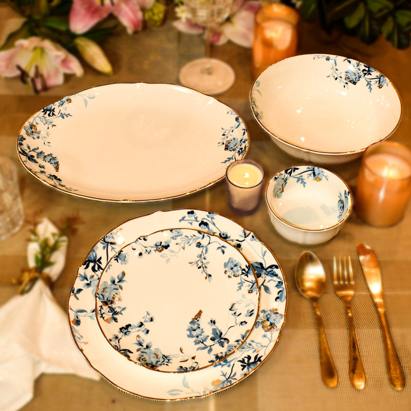 Verona 24k Gold Brushed Bone China Dinner Set - 21 Piece Set media 3