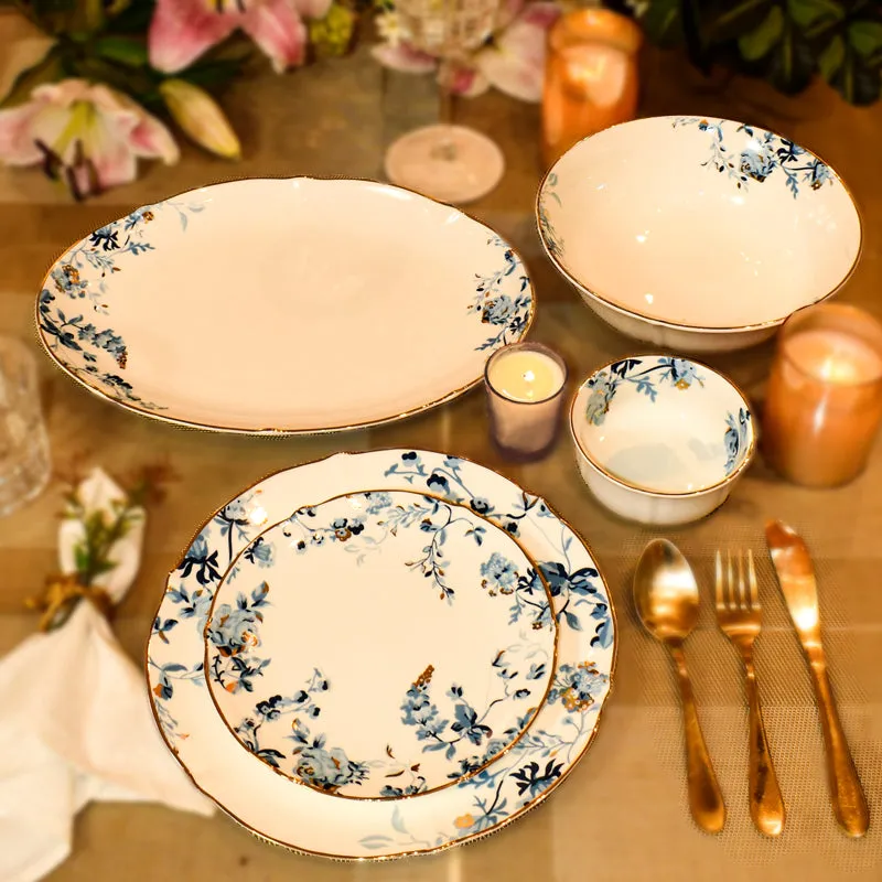 Verona 24k Gold Brushed Bone China Dinner Set - 21 Piece Set media 3