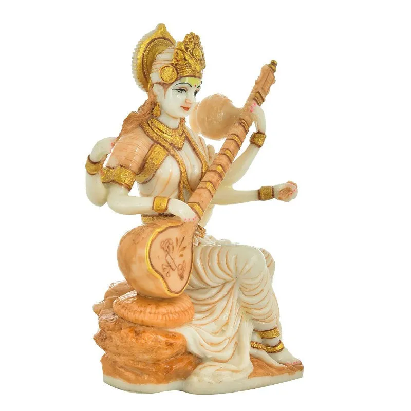 Divine Maa Saraswati Marble Idol media 4