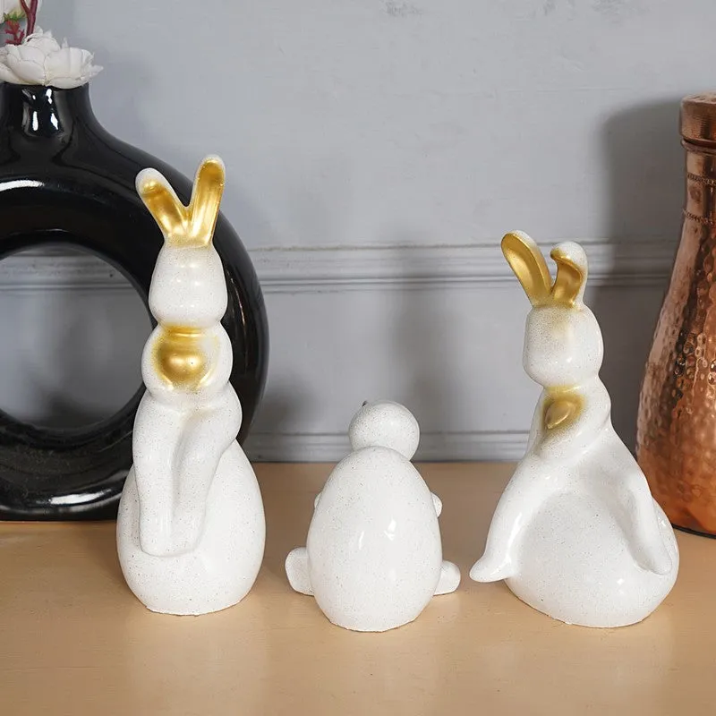 Elegant White Ceramic Swan Showpieces - Set Of Three media 1