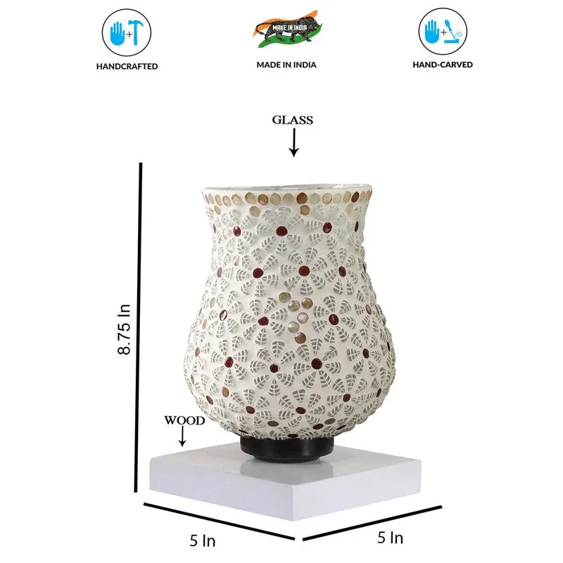 Rayelle Mosaic Glass Table Lamp With Wooden Base - Multicolor media 9