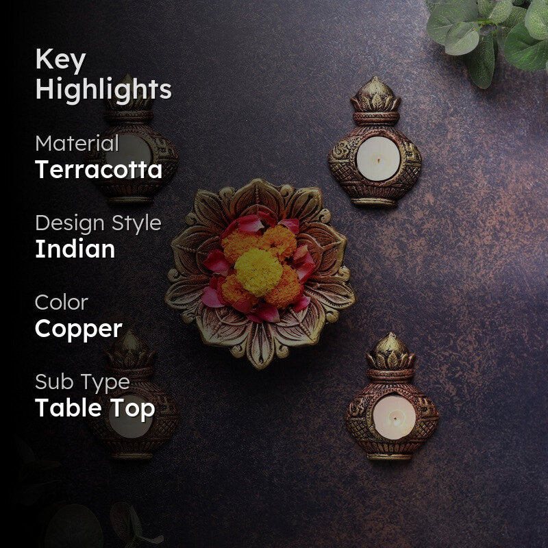 Kalash Tea Light Holder - Set Of Four media 2