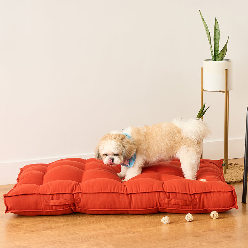 Pawdium Solid Cotton Floor Cushion - Terracotta Brown