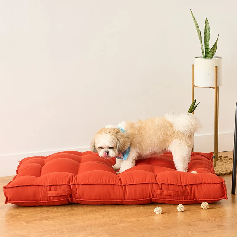 Pawdium Solid Cotton Floor Cushion - Terracotta Brown media 1