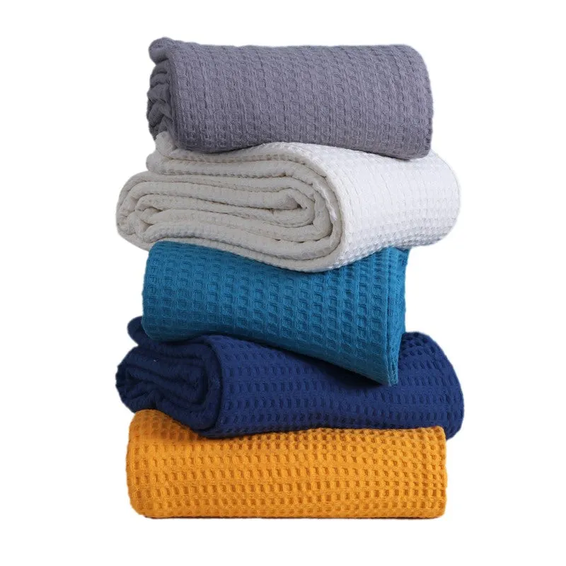 Axitra Wafel Weave Cotton Blanket - WHite media 8