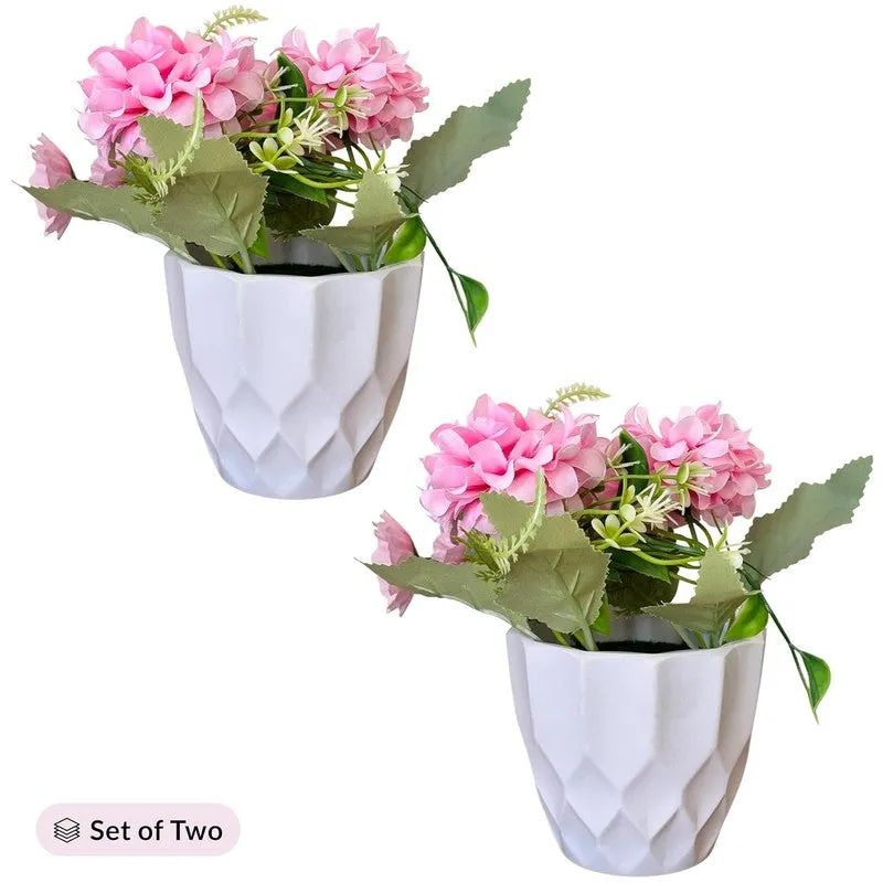 Cadris Ceramic Vase With Artificial Flower (Pink) - Set Of Two media 4