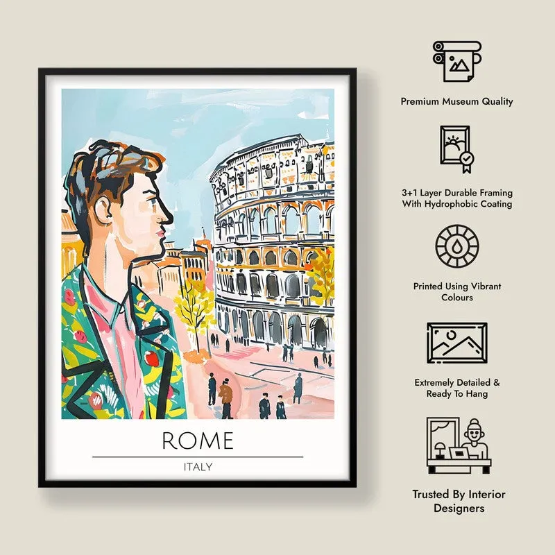 Vintage Rome Framed Canvas Wall Painting media 8