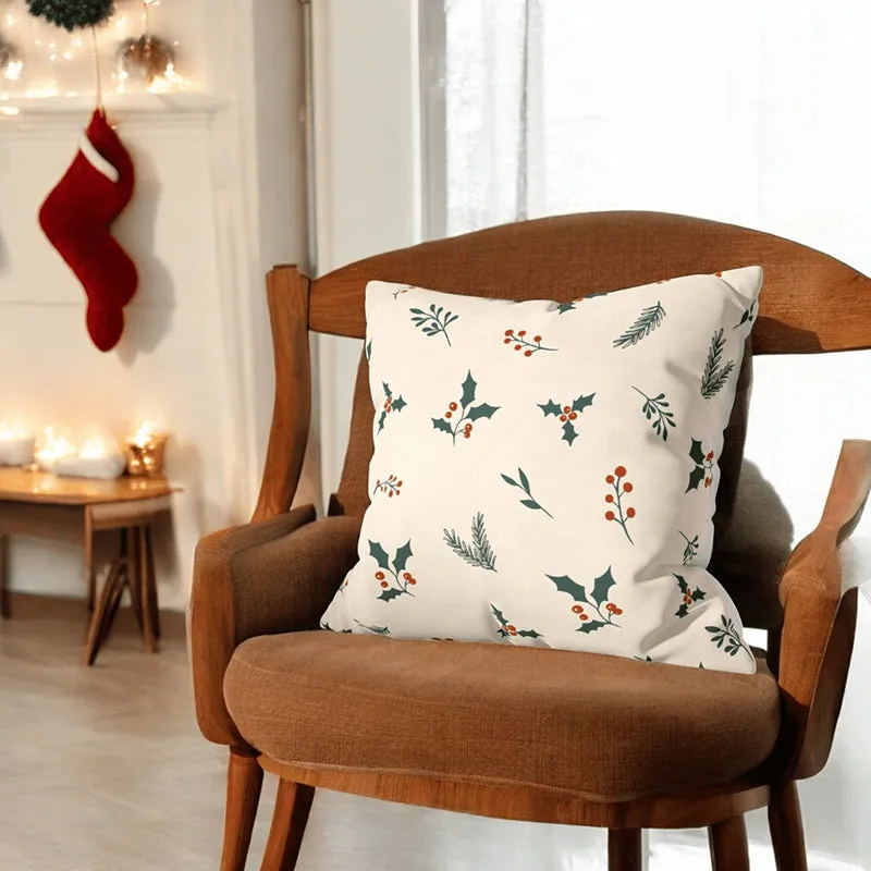 Holly Whispers Velvet Christmas Cushion Cover - Set Of Five media 5