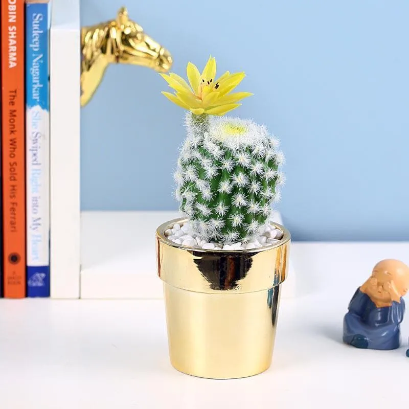 Faux Large Cacti In Ceramic Pot - 14 cms media 1