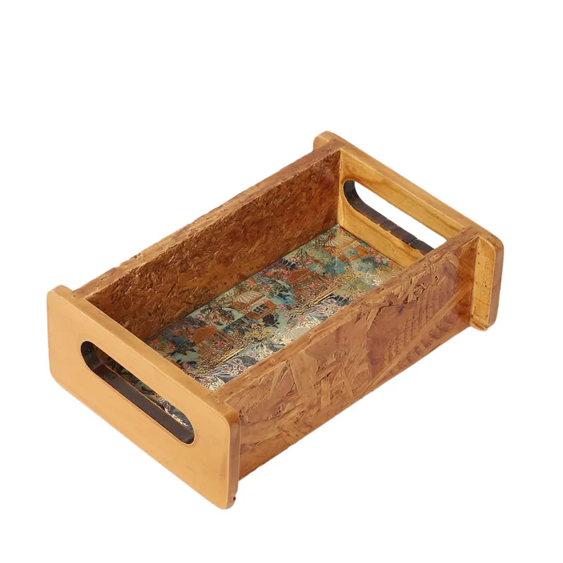 Jharokha Charm Wooden Serving Tray (Gold,Blue) media 3