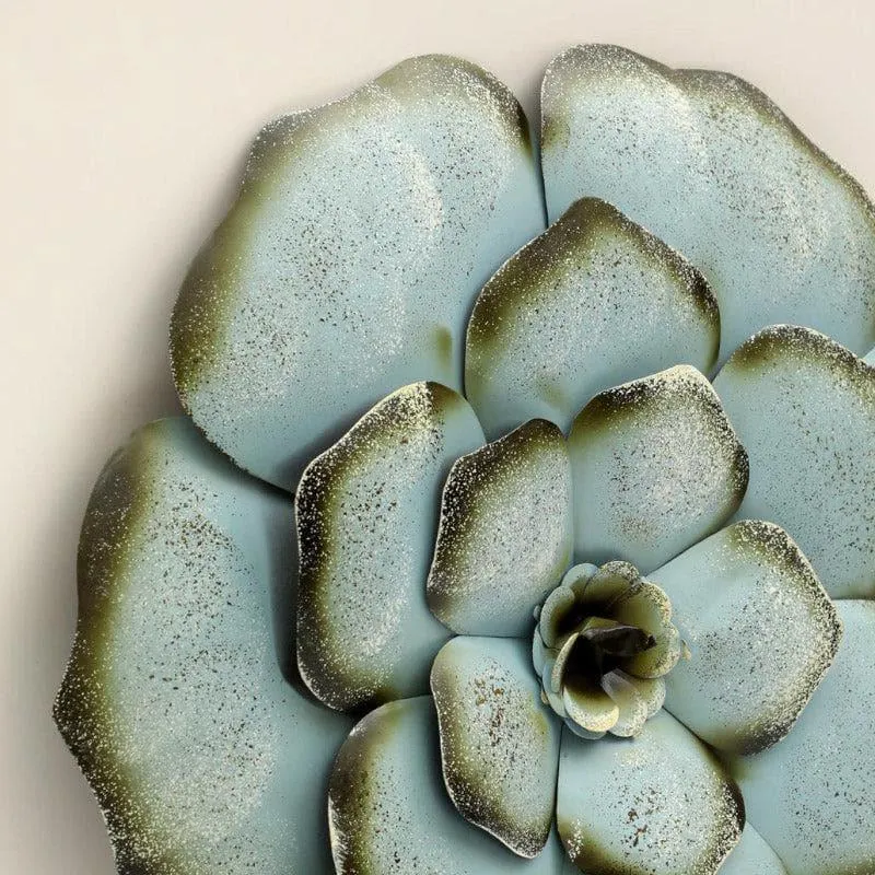 Rose Bloom Metal Wall Accent- Blue media 4