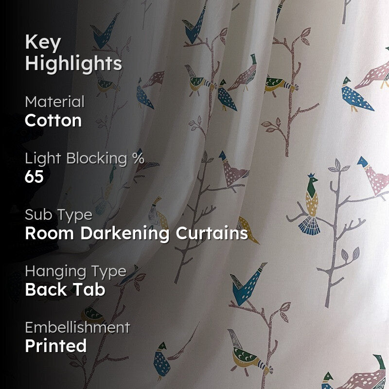 Tranquebar Home Nature Wings I Cotton Curtains(Blue) - Set Of Two media 2