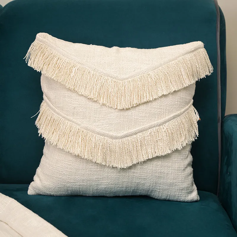 Fringe Comfort Cushion Cover - White media 2