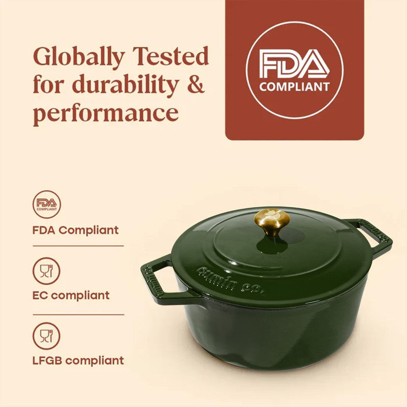 Cumin Co Enamel Cast Iron Cooking Pot (5000 mL) - Green media 7