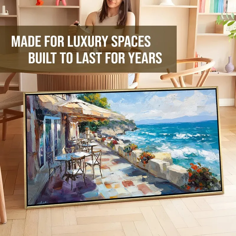 Sunlit Shore Canvas Wall Painting With Frame media 7
