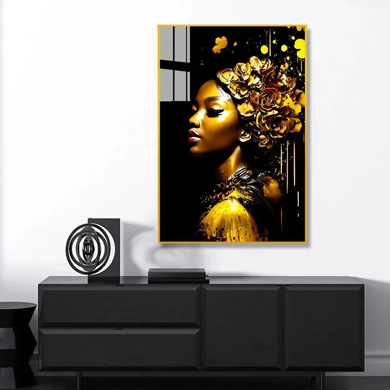 Nocturnal Shimmer Modern Canvas Wall Art With Frame - Gold media 1