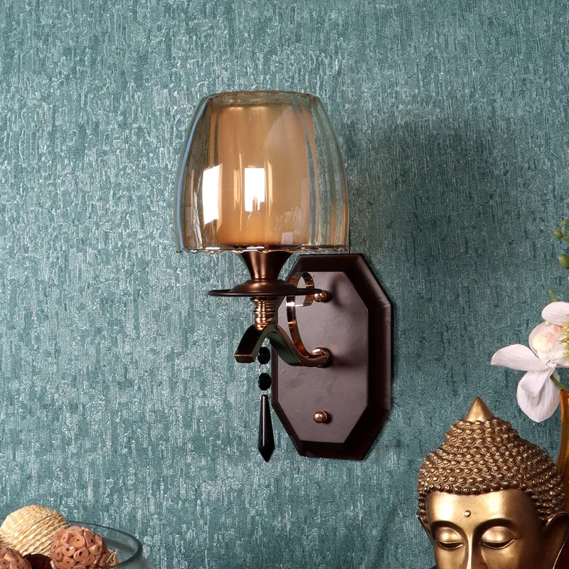 Onyxa  Iron Wall Lamp - Brown & Gold media 3