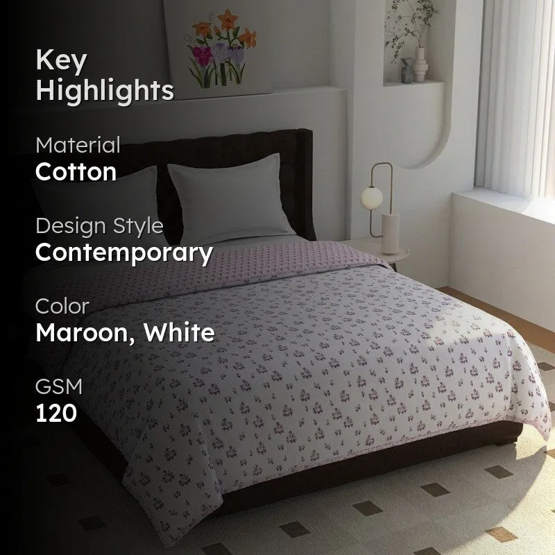Mini Petals Printed Cotton Dohar (Maroon,White) - 120 GSM media 2