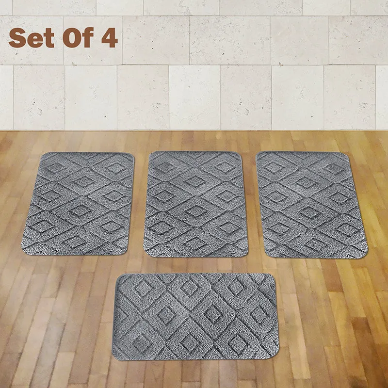 Zella Anti Skid Bath Mat (Grey) - Set Of Four media 1