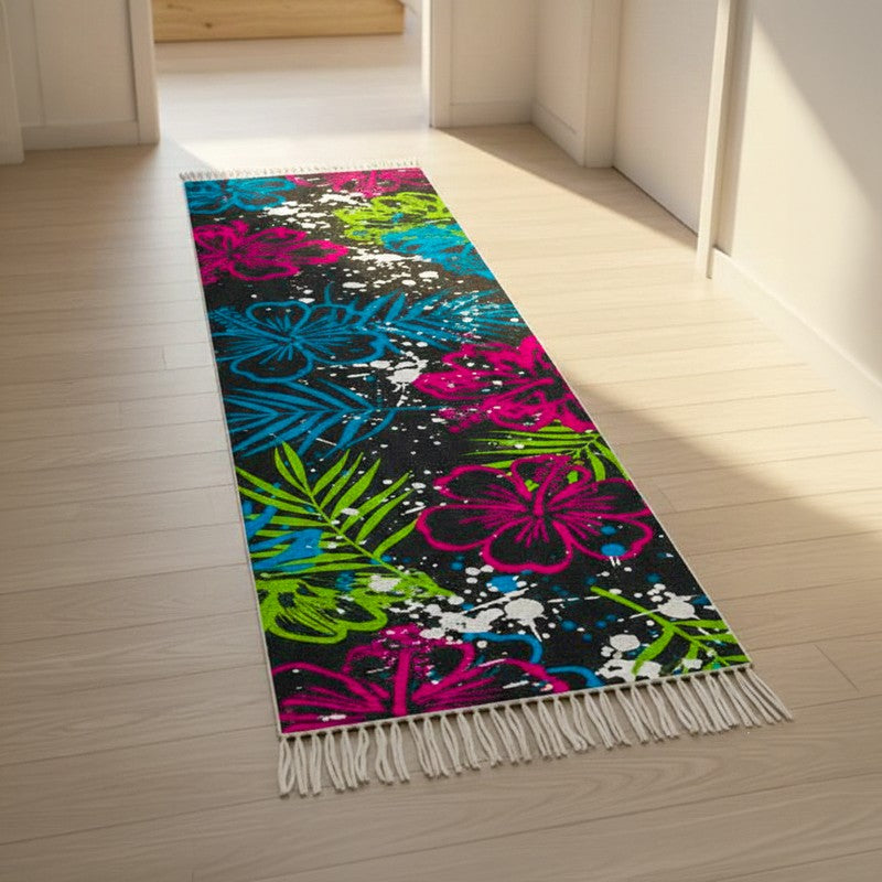 Hibiscus Splatter Runner Rug - 2 x 5 ft