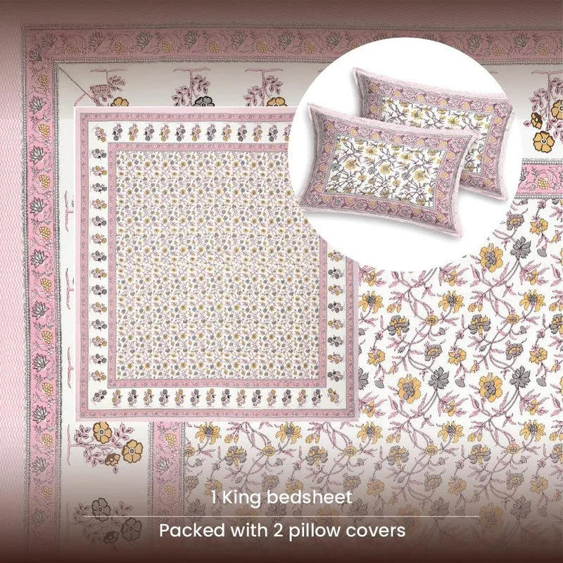 Urban Space Neerja Ethnic Cotton Bedsheet (Pink) - 200 TC media 6