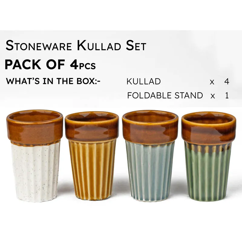 Aria Handmade Khulhad With Stand (110 ML) - Five Piece Set media 3