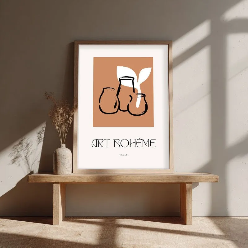 Earthen Trio Canvas Wall Painting With Brown Frame media 4