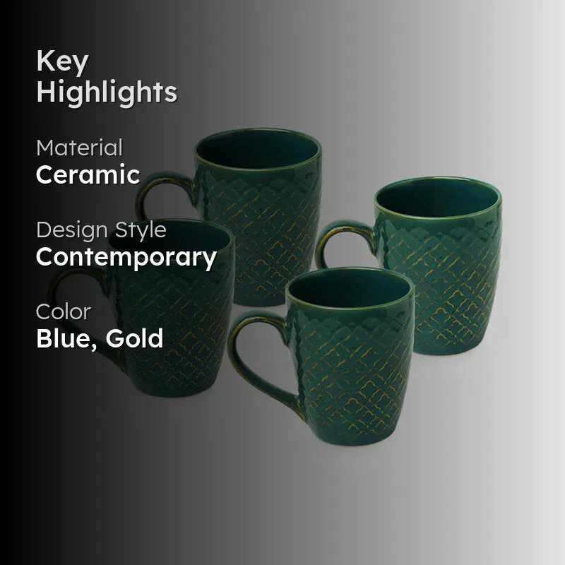 Saphine Ceramic Coffee Mug (300 mL Each) - Set of Four media 2