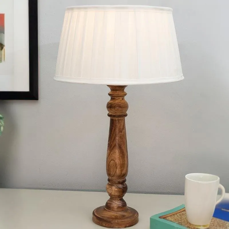 Nivriti Fabric Table Lamp - White,Brown media 3