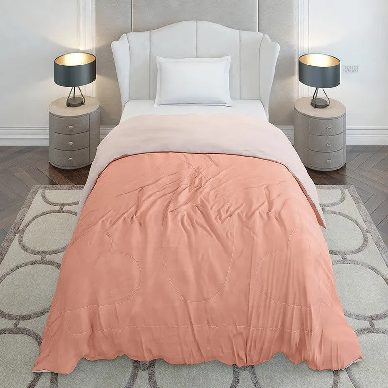 Monte Carlo Softelle Solid Polyester Reversible Comforter (Orange & Peach) - 110 GSM media 5