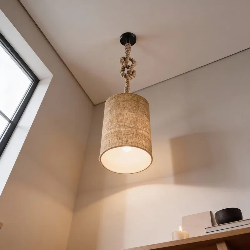 CalmGlow Jute Ceiling Lamp - Beige media 3