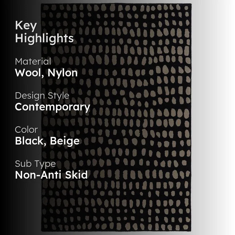 Elatus Hand Tufted Abstract Wool & Nylon Carpet - Black media 2