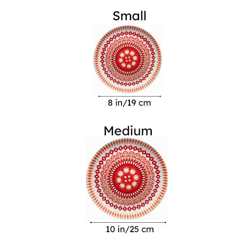 Dazzling Red Ikkat Decorative Plate media 7