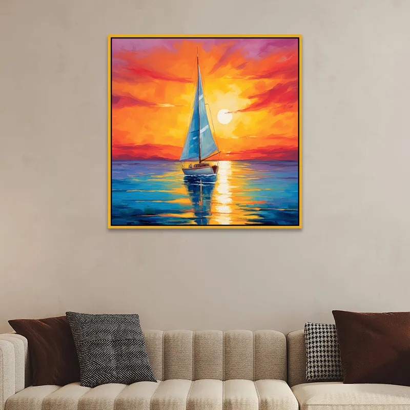 Sunset Sails Canvas Wall Art With Frame media 4