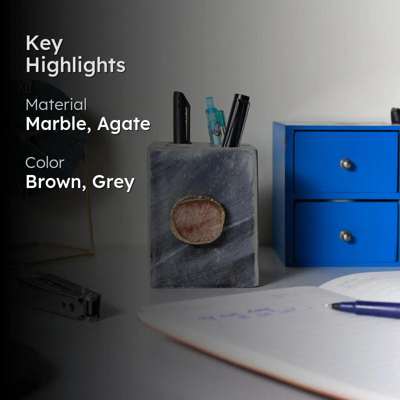 Neiro Marble & Agate Stationary Holder - Brown media 2