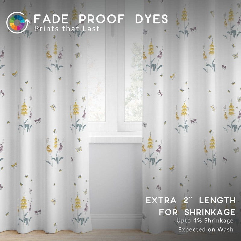 Tranquebar Home Petal Whisper Cotton Curtains(Yellow) - Set Of Two media 6