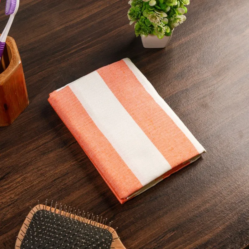 Swaddlix Striped White & Orange Bamboo Bath Towel media 4