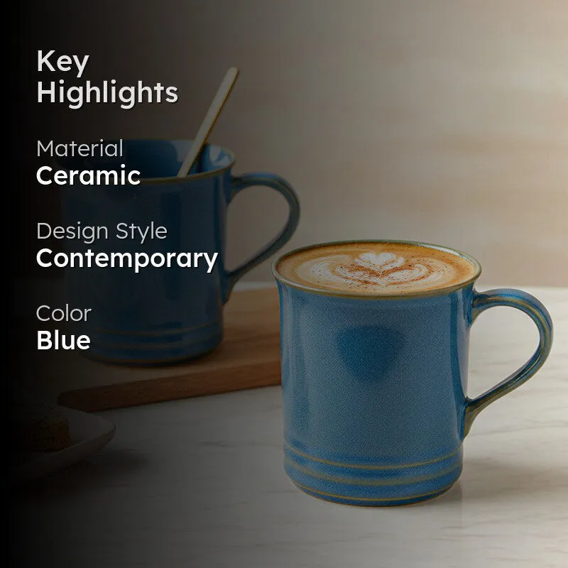 Brew Ceramic Coffee Mug (450 mL EachLight Blue) - Set of Two media 2