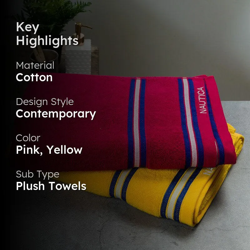 Nautica Dove Down Cotton Towel Set (Pink & Yellow) - Set Of Two media 2