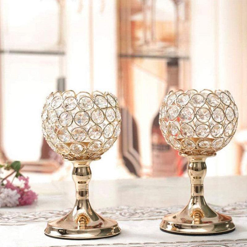 Its A Crystal Affair Tealight Candle Holder (Gold) - Set Of Two media 5