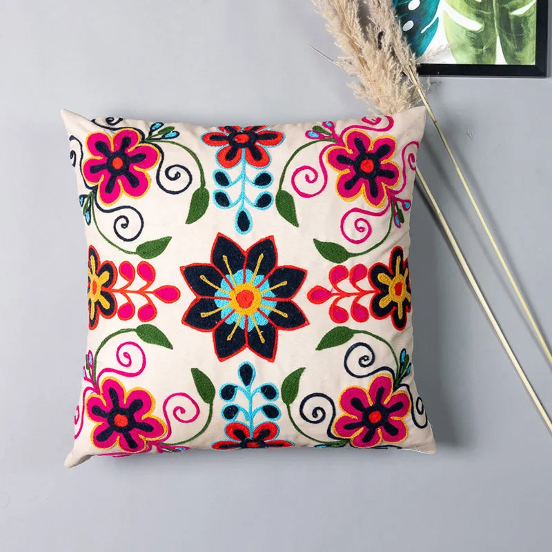 Flora Rangoli Embroidered Cushion Cover media 3