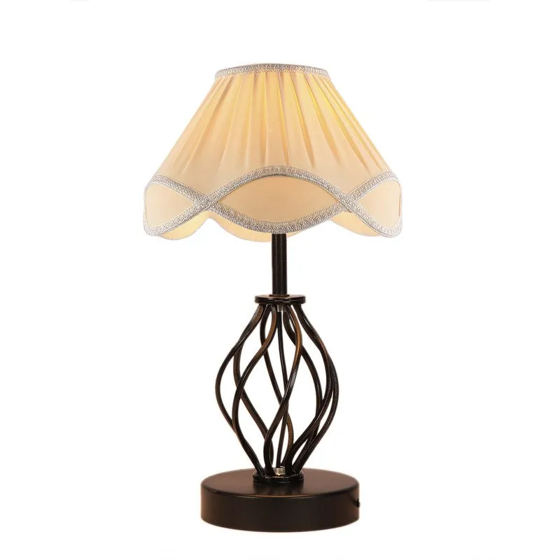 Aurelinea Cotton Table Lamp With Wooden Base - Ivory media 7