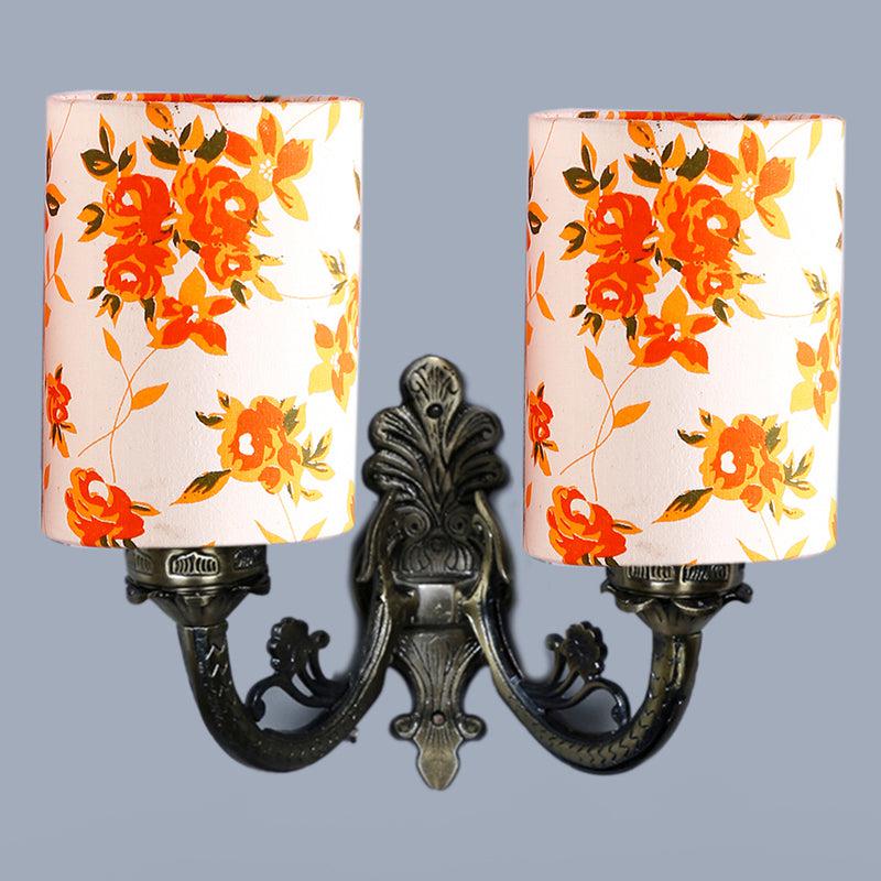 Vintage Ibis Floral Cylindrical Duo Fabric & Metal Wall Lamp media 3