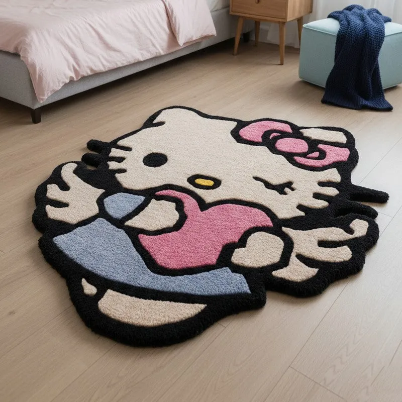 Hello Kitty Wool Carpet - Beige,Pink media 3