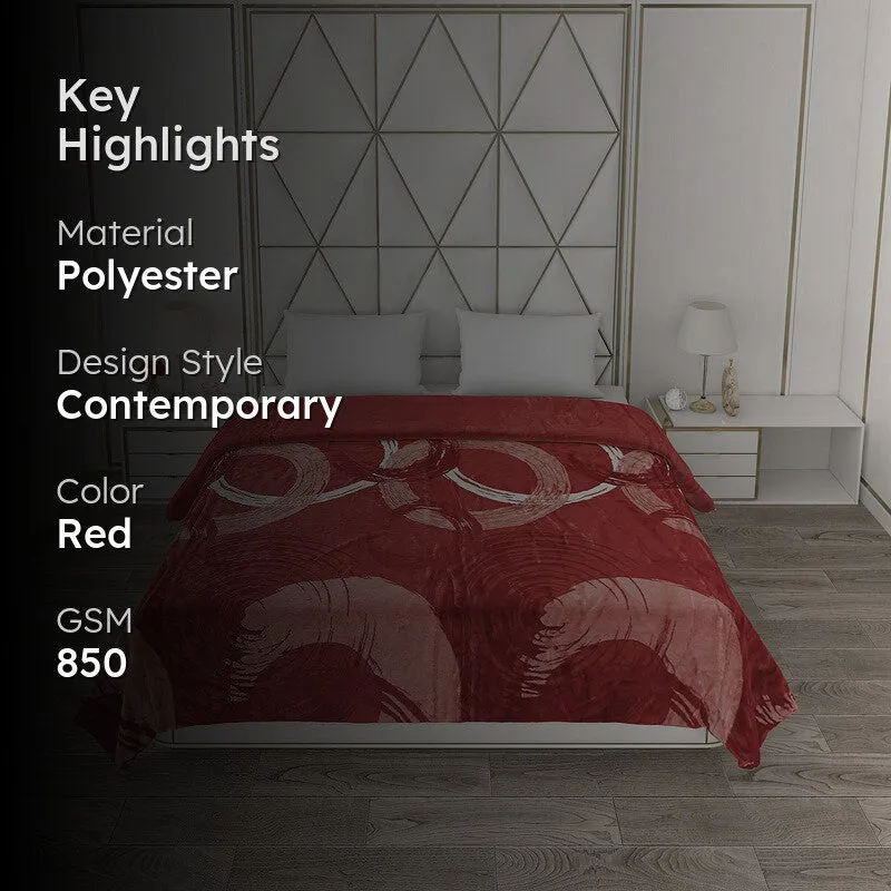 Monte Carlo Crimson Dreamscape Reversible Blanket - 850 GSM media 2